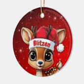 Blitzen Baby Deer, Fawn, Doe, Reindeer🦌 🎄 Keramisch Ornament (Links)