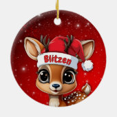 Blitzen Baby Deer, Fawn, Doe, Reindeer🦌 🎄 Keramisch Ornament (Achterkant)