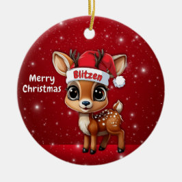 Blitzen Baby Deer, Fawn, Doe, Reindeer🦌 🎄 Keramisch Ornament