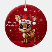 Blitzen Baby Deer, Fawn, Doe, Reindeer🦌 🎄 Keramisch Ornament (Achterkant)