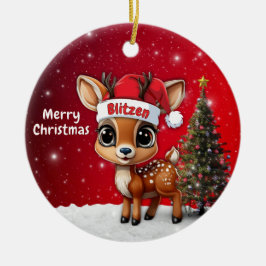 Blitzen Baby Deer, Fawn, Doe, Reindeer🦌 🎄 Keramisch Ornament