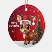 Blitzen Baby Deer, Fawn, Doe, Reindeer🦌 🎄 Keramisch Ornament (Links)