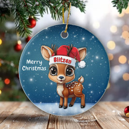 Blitzen Cute animal reindeer character, deer 🦌 🎄 Keramisch Ornament