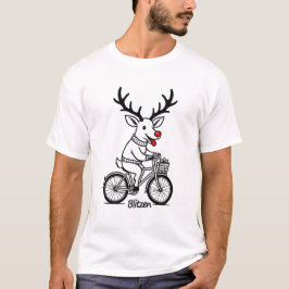 Blitzen de rendier fietst rond t-shirt