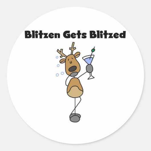Blitzen krijgt geblitseerde rendierHumor Ronde Sticker (Voorkant)