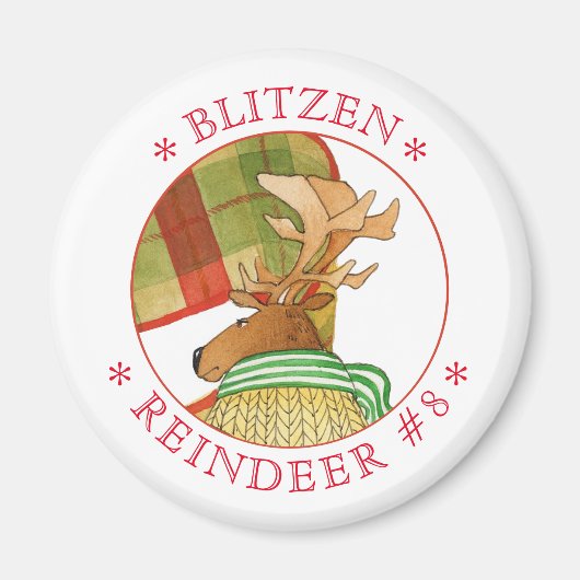 BLITZEN RENDIER Ronde magneet (Voorkant)