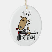 Blitzen rendieren kersthemden en cadeautjes keramisch ornament (Rechts)