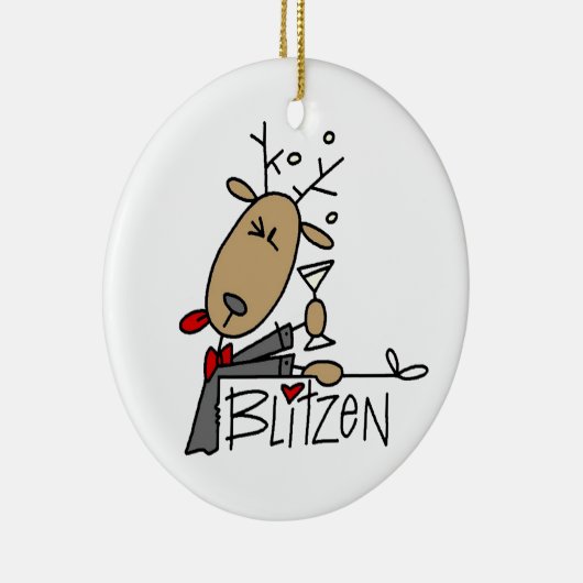 Blitzen rendieren kersthemden en cadeautjes keramisch ornament (Rechts)
