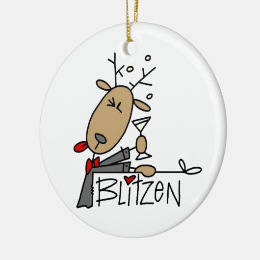 Blitzen rendieren kersthemden en cadeautjes keramisch ornament (Links)