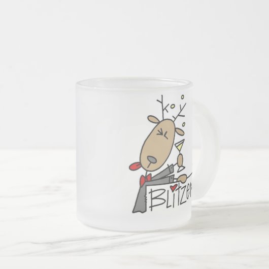 Blitzen rendieren kersthemden en cadeautjes matglas koffiemok (Voorkant rechts)