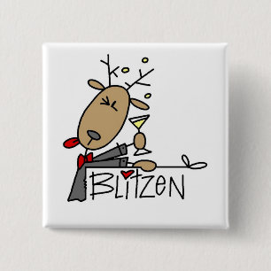 Blitzen rendieren kersthemden en cadeautjes vierkante button 5,1 cm