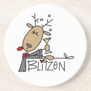 Blitzen rendieren kersthemden en cadeautjes zandsteen onderzetter