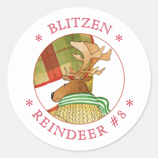 BLITZEN RENDIEREN Kleine ronde Stickers (Voorkant)