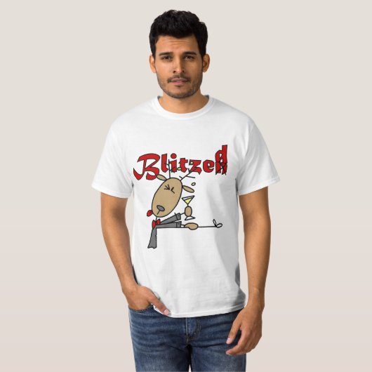 Blitzen rendieren zijn geblitseerd kerstT-shirt T-shirt (Voorkant volledig)