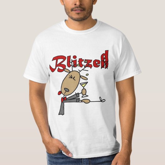 Blitzen rendieren zijn geblitseerd kerstT-shirt T-shirt (Voorkant)