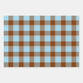 Blizzard Blue and Livid Brown Plaid Inpakpapier Vel