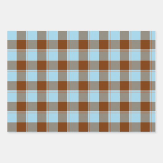 Blizzard Blue and Livid Brown Plaid Inpakpapier Vel (Voorkant)
