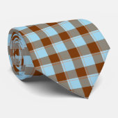 Blizzard Blue and Livid Brown Plaid Neck Tie Stropdas (Opgerold)
