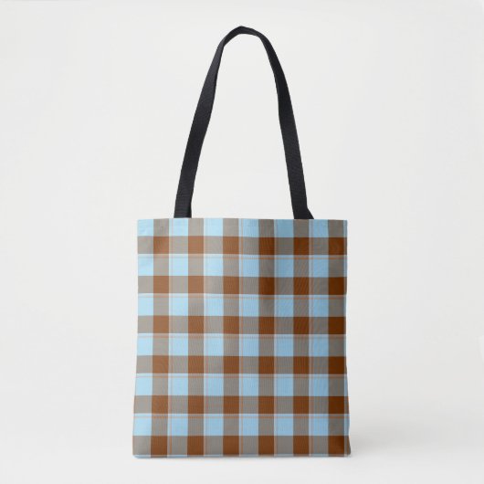 Blizzard Blue and Livid Brown Plaid Tote Bag (Voorkant)