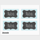 Blizzard Blue Gingham;  krijtbord look Rechthoekige Sticker (Vel)