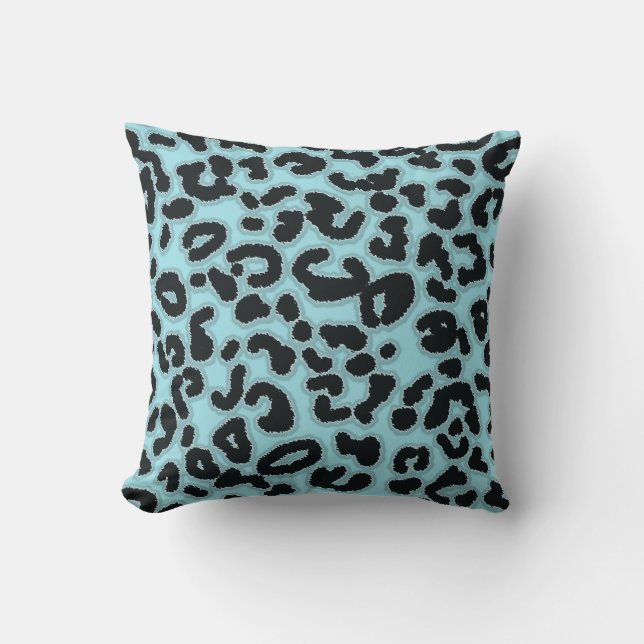 Blizzard Blue Leopard Animal Print Kussen (Voorkant)