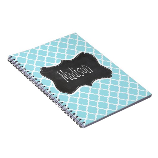 Blizzard Blue Quatrefoil; krijtbord look Notitieboek (Rechterzijde)