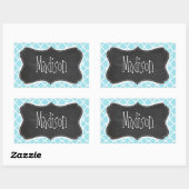 Blizzard Blue Quatrefoil;  krijtbord look Rechthoekige Sticker (Vel)