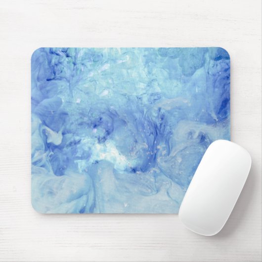 "Blizzard" collectie- blauw en wit abstract Muismat (Met muis)