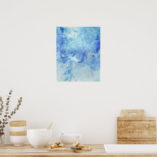 "Blizzard" collectie- blauw en wit abstract Poster (Keuken)