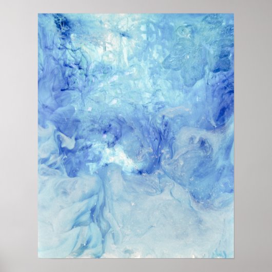 "Blizzard" collectie- blauw en wit abstract Poster (Voorkant)