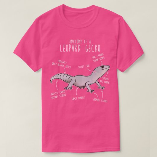 Blizzard Leopard Gecko Lizard Reptiel Anatomie T-shirt (Design voorkant)