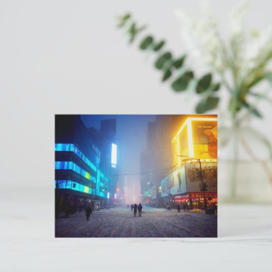 Blizzard op Times Square Briefkaart (Staand voorkant)