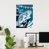 Blizzard Warning Snow Leopard - Winterberg Poster (Thuiskantoor)