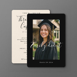 BLK & CREAM 2026 | Diploma-uitnodiging met foto Kaart