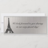 Blk Eiffel Tower boarding Pass Weduwen Uitnodiging (Achterkant)