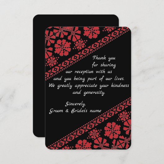 Blk en Rd Tatreez Weddenschap Hartelijk dank Save The Date (Voorkant / Achterkant)