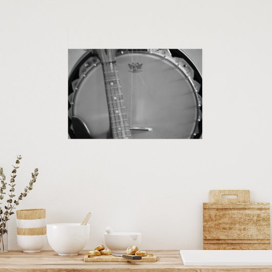 Blk- en Wht Banjo-poster Poster (Keuken)