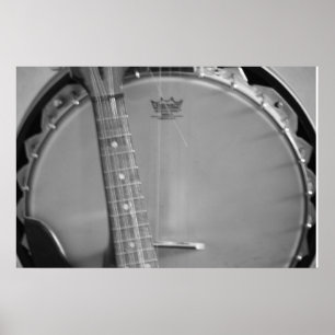 Blk- en Wht Banjo-poster Poster