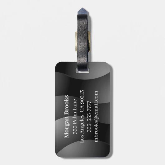 Blk/grijze gebogen vormen, Whologram, Contactgegev Bagagelabel (Achterkant verticaal)