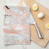 Blk Naam/Monogram Wit/Rosé Goud Marmer Glitter 2 Theedoek (Quarter Fold)