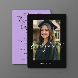 BLK & PURPLE 2026 | Diploma-uitnodiging met foto Kaart