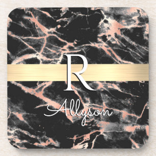 Blk & Roos Gold Marble Gold Bar, whitenaam monogra Bier Onderzetter