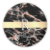 Blk & Roos Gold Marble Gold Bar, whitenaam monogra Keramische Knop (Voorkant)