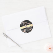Blk & Roos Gold Marble Gold Bar, whitenaam monogra Ronde Sticker (Envelop)