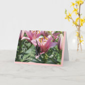 Blk Swallowtail op Mauve Lily2- maakt om het even Kaart (Gele Bloem)