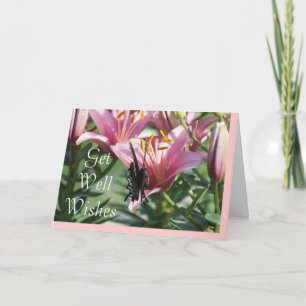 Blk Swallowtail op Mauve Lily2- maakt om het even Kaart