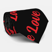 Blk tie with red love repeat stropdas (Opgerold)