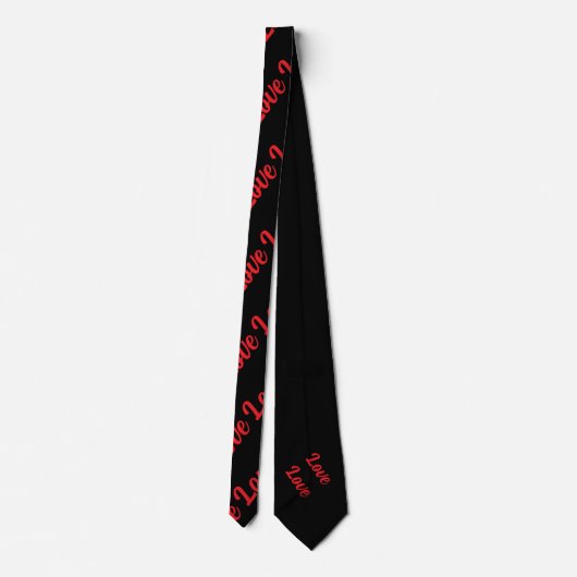 Blk tie with red love repeat stropdas (Achterkant)