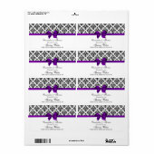  Blk Whisasje Damask Paars H WaterLabel Etiket (Full Sheet)