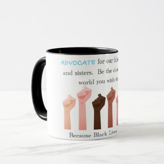 BLM Advocate Coffee Mok (Voorkant links)